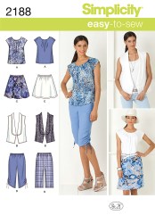 2188 EZ CAP SLV TOP,SKIRT,CAPRIS,VEST PATTERN XXS-XXL 4-26